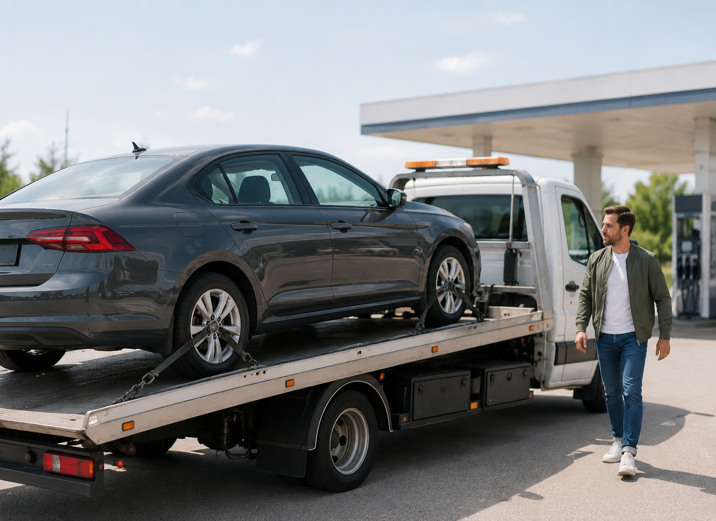 Автомобиль доставляют на эвакуаторе